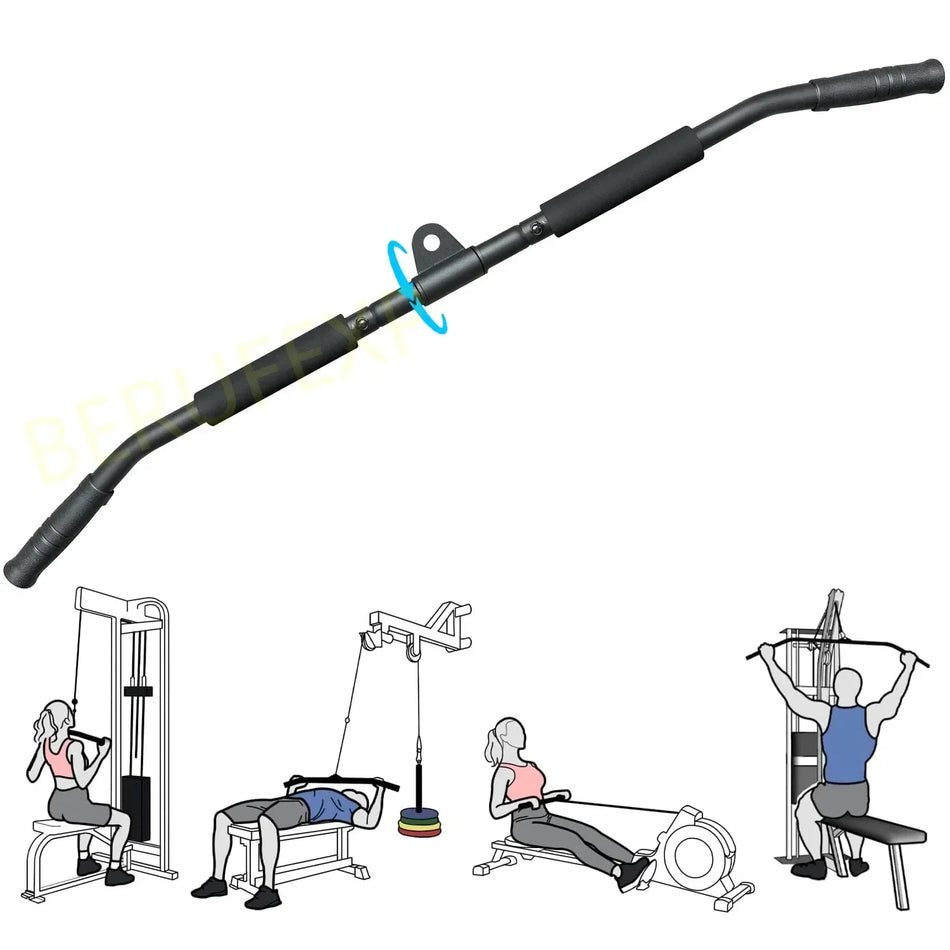 Iron Lat Pulldown Bar 39.4in With 360° Swivel For Cable Pulley System