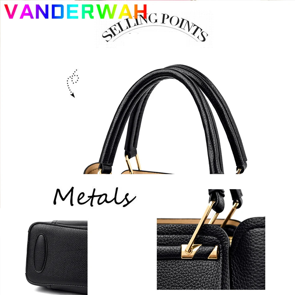 VANDERWAH Soft Leather Luxury Tote Handbag for Women