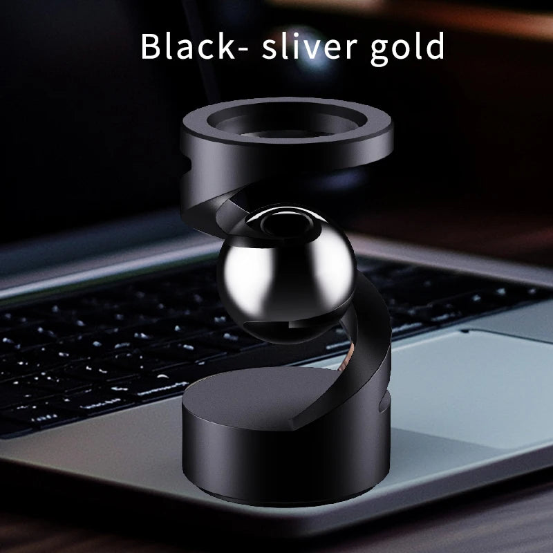 Magnetic Levitation Anti-Gravity Gyroscope Desk Toy for Stress Relief - Perfect Adult Gift Black-Sliver