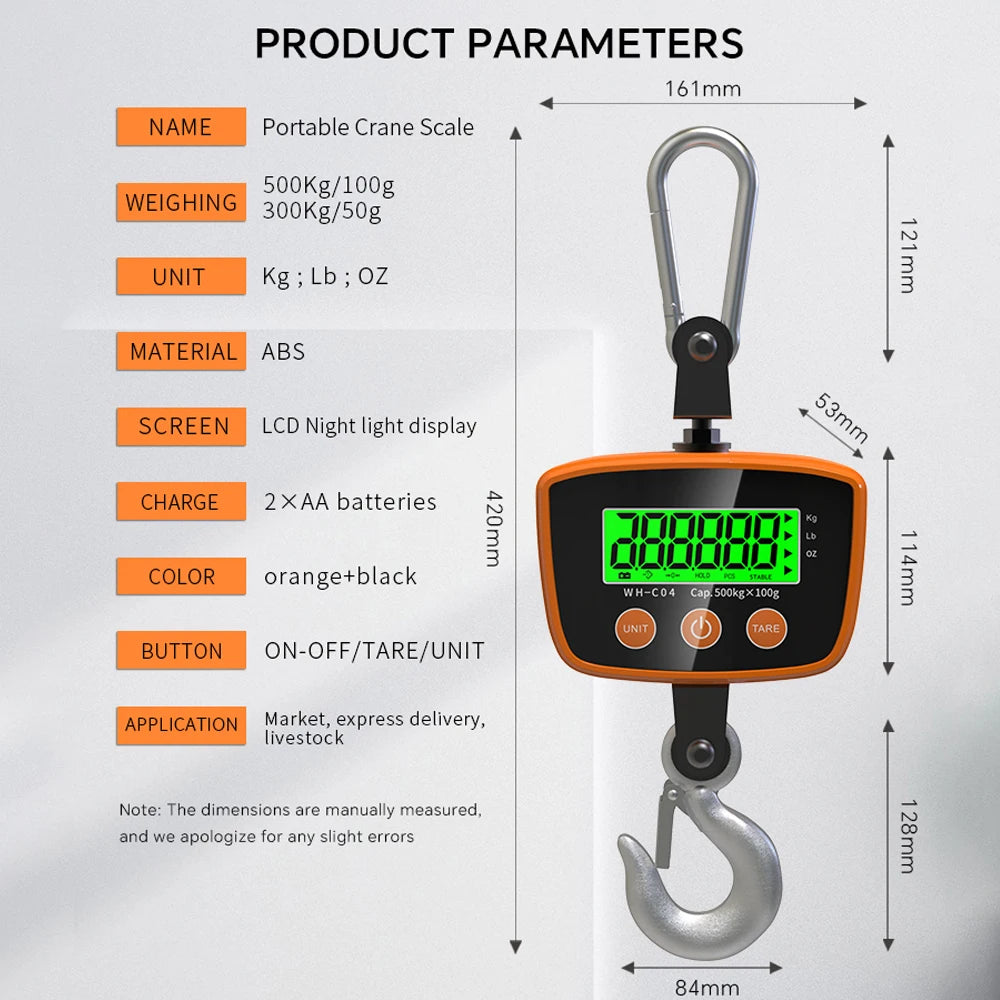 Heavy Duty Crane Scale 300Kg 500Kg WH-C04 &ndash; LCD Display