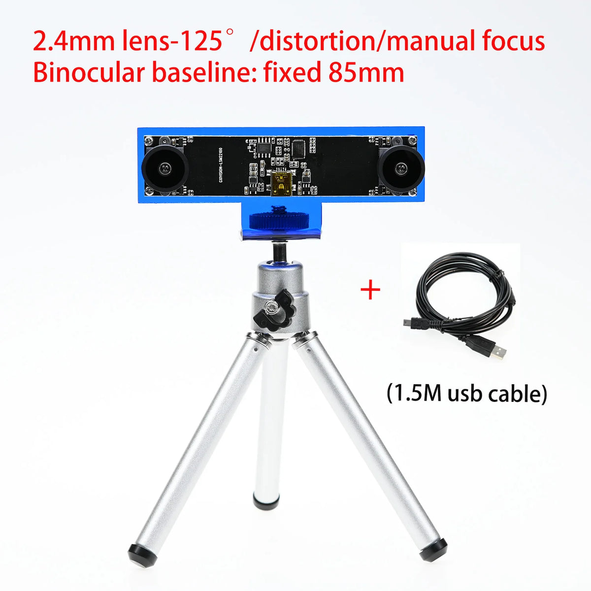 GXIVISION 720P Dual Lens USB Camera Module for 3D Depth and Face Recognition 2.4mm with tripod