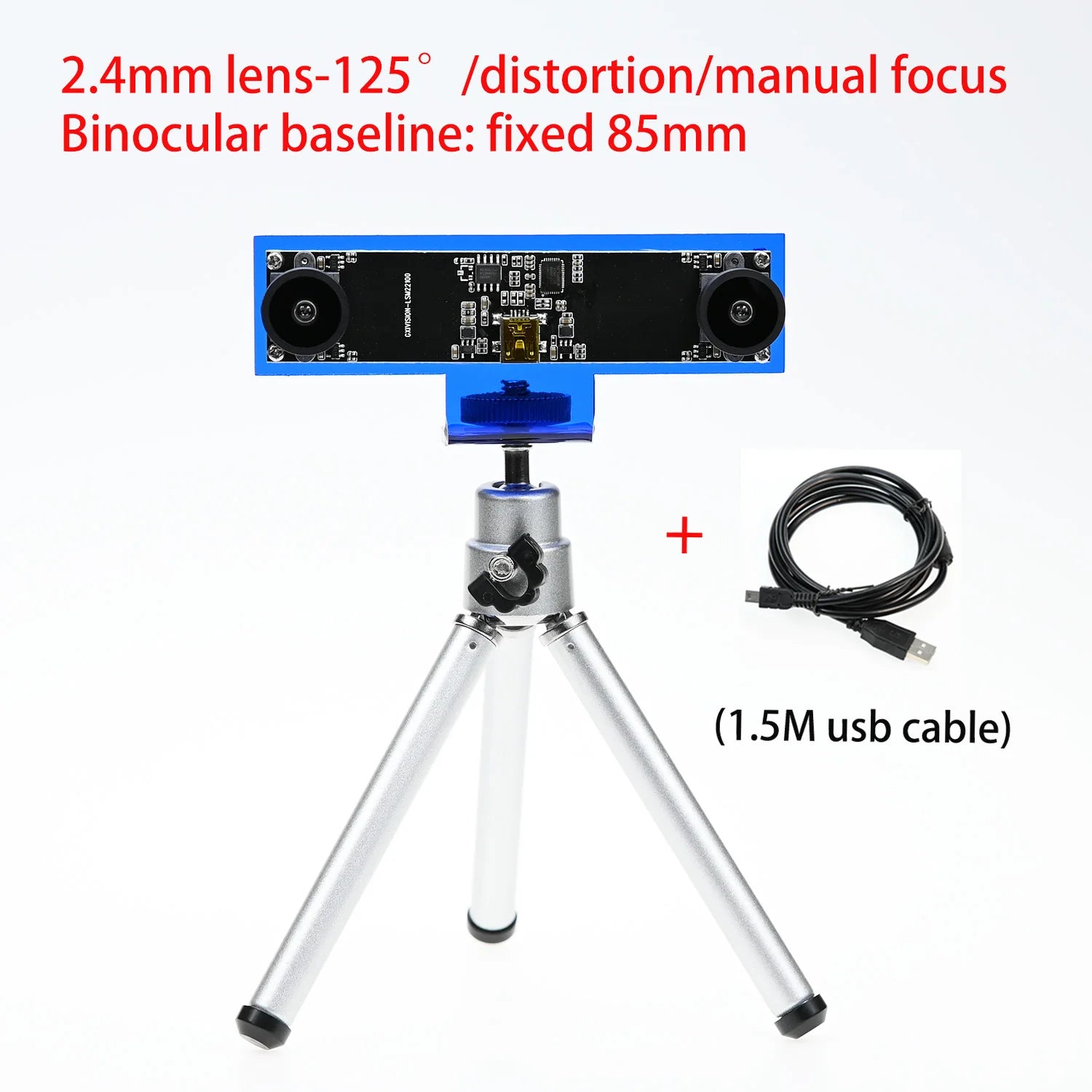 GXIVISION 720P Dual Lens USB Camera Module for 3D Depth and Face Recognition 2.4mm with tripod