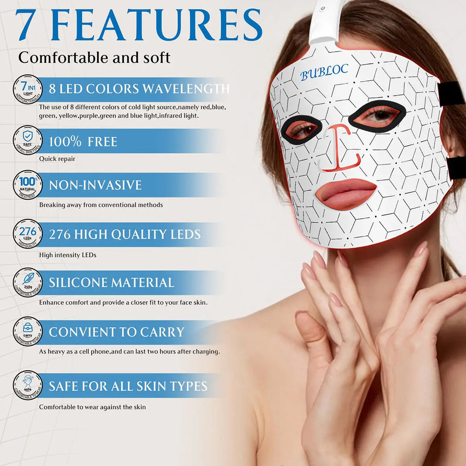LED Face Mask Red Light Therapy for Anti-Aging, Acne and Pore Tightening
