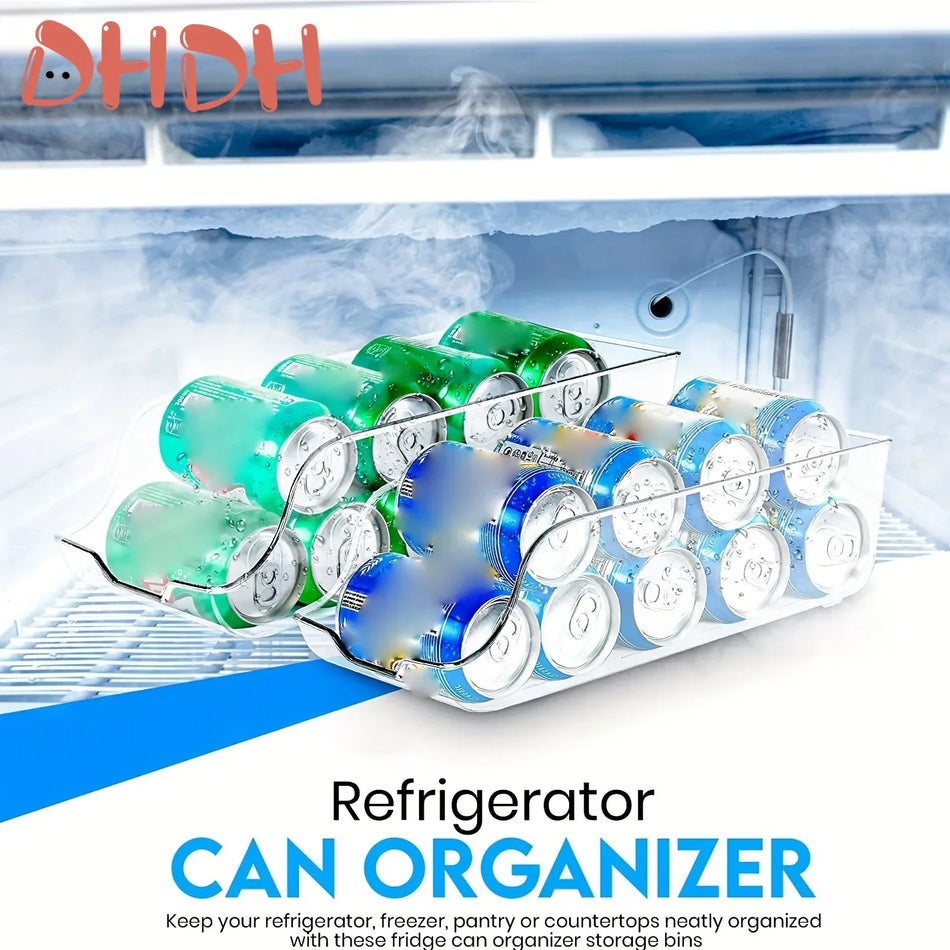 Boîte de rangement en plastique pour réfrigérateur, organisateur de réfrigérateur pour canettes et garde-manger