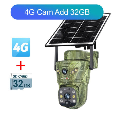 LS VISION 8MP Dual Screen Solar Camera Outdoor 4G/WiFi PTZ PIR Detection 2-Way Talk Waterproof Surveillance Cameras V380 Pro App 4G Cam Add 32G / CHINA