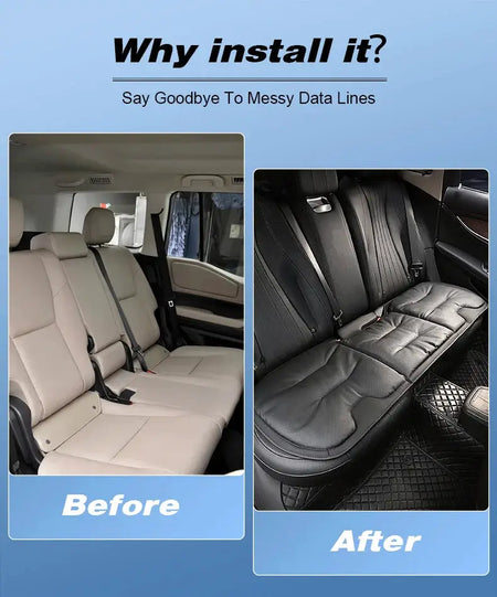 Vtear Universal Rear Seat Cushion PU Perforated Breathable Pad Car Bench Protector Soft Cotton Filled Mat All Weather Accessory by InterCyprus Trading Ltd