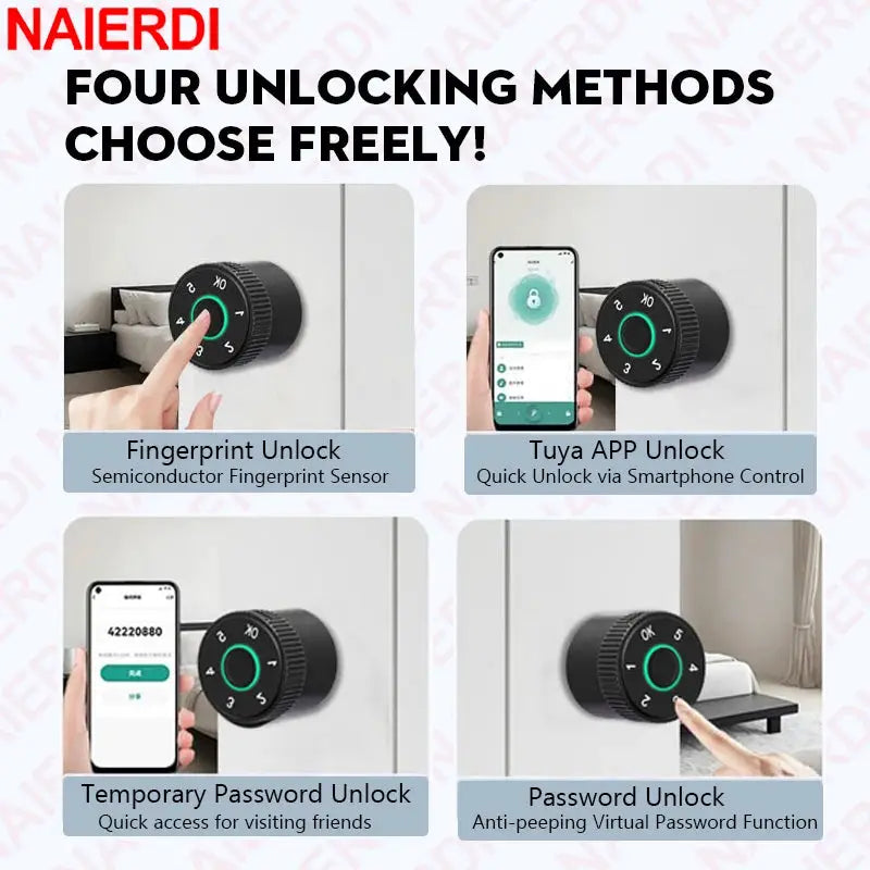 NAIERDI Smart Electronic Lock Cylinder Tuya App Fingerprint Password Unlock Upgrade for Mechanical Door Locks Security Home by InterCyprus Trading Ltd
