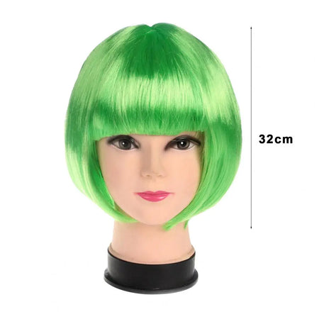 Vibrant Short Bob Wig with Bangs - Heat Resistant Synthetic Hair for Cosplay and Daily Wear
