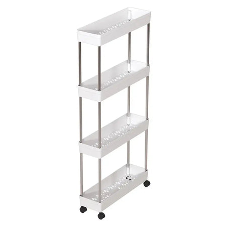 Rolling Utility Cart With Wheels Bathroom Storage Rack 4 Layers White