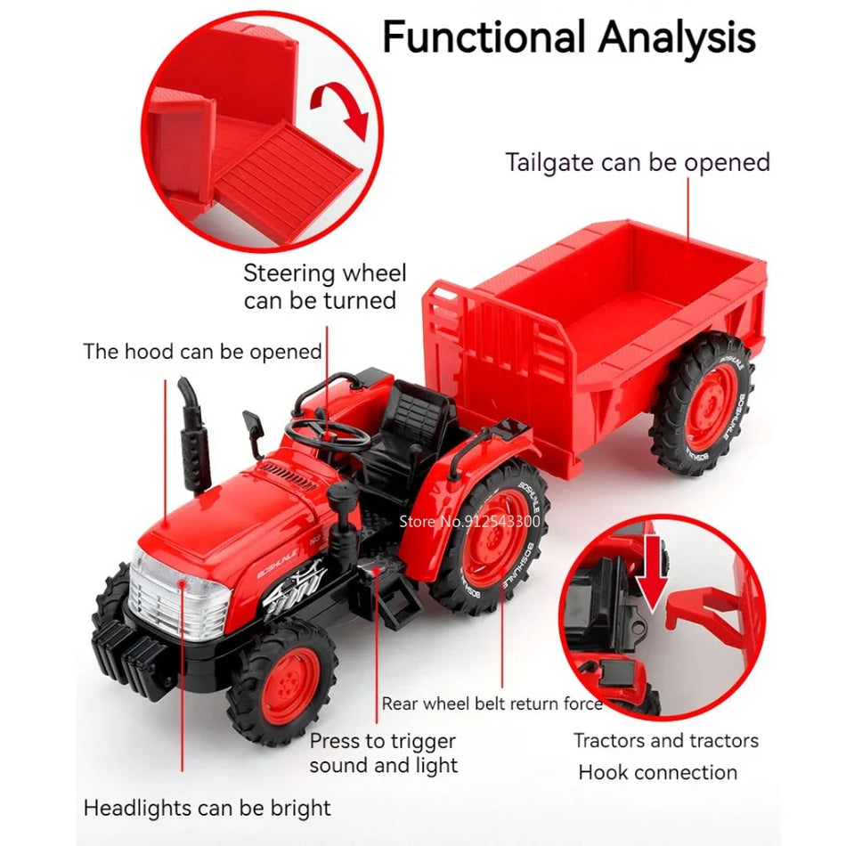 Mērogs 1:32 Diecast sakausējuma lauksaimniecības traktors ar kausu