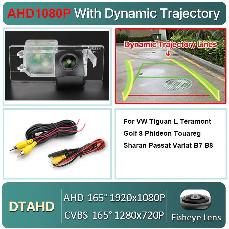 AHD 1080P Trajectory Car Reverse Backup Rear View Camera For VW Tiguan L Teramont Golf 8 Phideon Touareg Sharan Passat Variat B8 by InterCyprus Trading Ltd