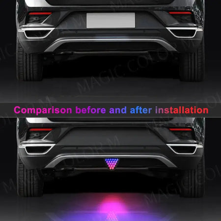 For F1 Style Motorcycle Car Pilot Lights Triangle Rear Brake Lamp Warning Strobe Stop Safety Black Red RGB Bumper by InterCyprus Trading Ltd
