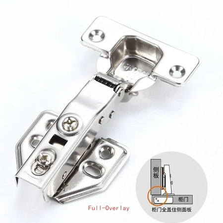 4Pcs Stainless Steel Hydraulic Cabinet Door Hinges &ndash; Soft Close Damper Buffer Full-Overlay