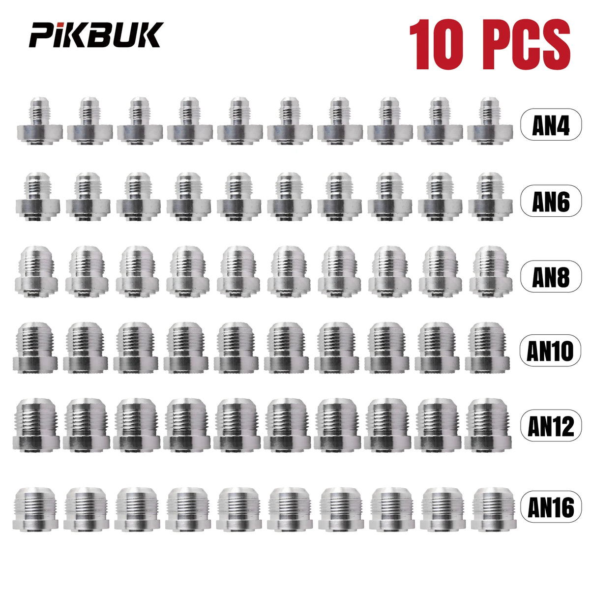 10 Piece Male Weld On AN Fitting Adapters for PTFE Fuel Line and Steel Tube by InterCyprus Trading Ltd