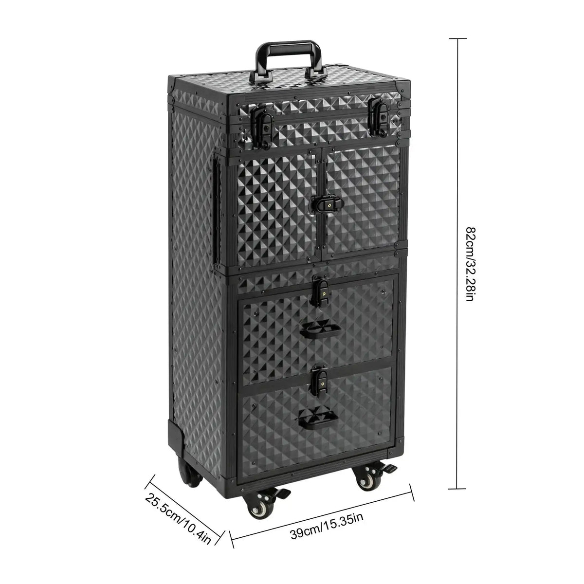 4-Tier Rolling Makeup Trolley &ndash; Lockable, 33 Lb Capacity black / GERMANY