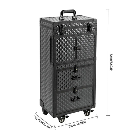 4-Tier Rolling Makeup Trolley &ndash; Lockable, 33 Lb Capacity black / GERMANY