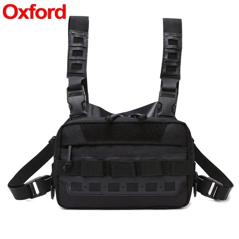 Fishing Tactical Chest Rig Bag - Durable MOLLE Front Vest Oxford Black