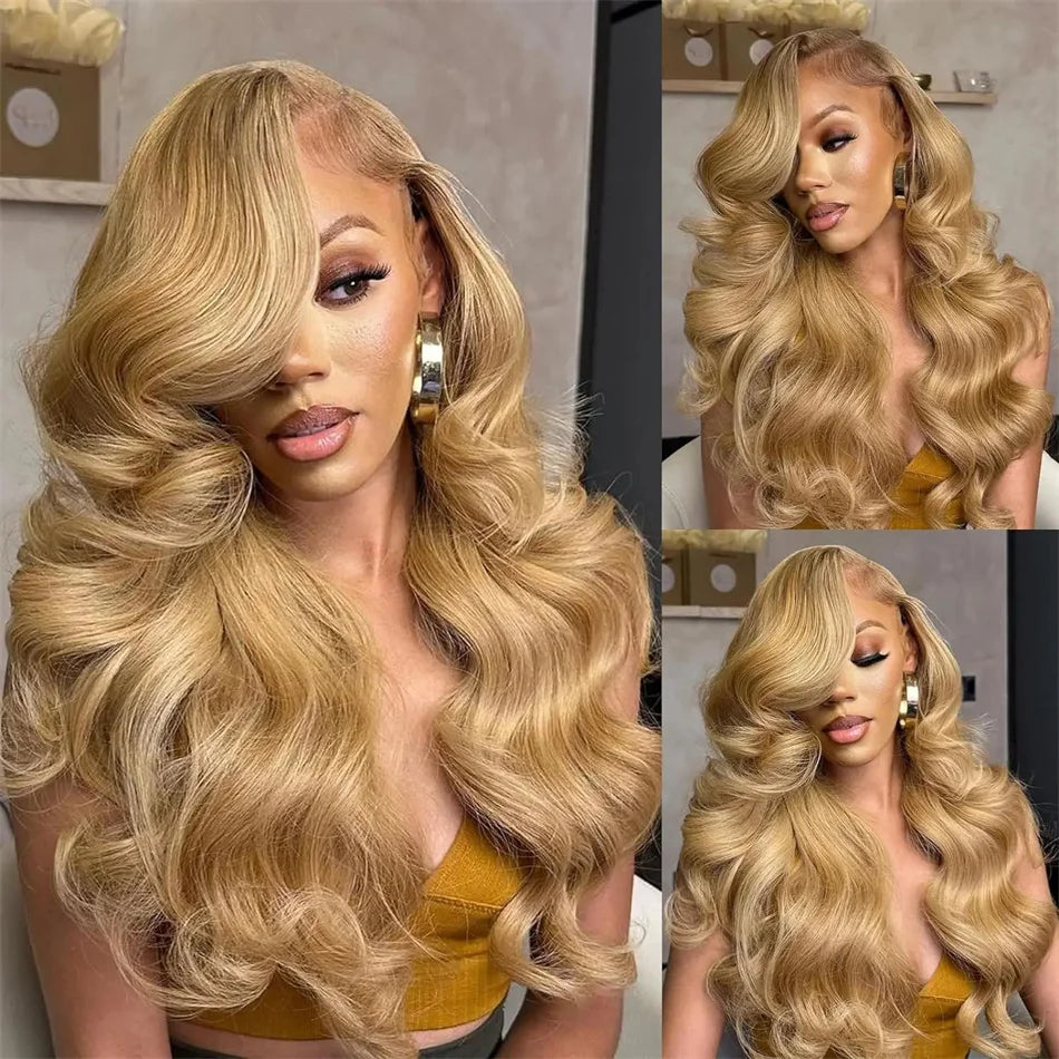 SYLPHAIR 13x4 Honey Blonde Body Wave Human Hair Lace Frontal Wig 200 Density