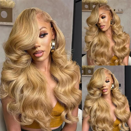 SYLPHAIR 13x4 Honey Blonde Body Wave Human Hair Lace Frontal Wig 200 Density