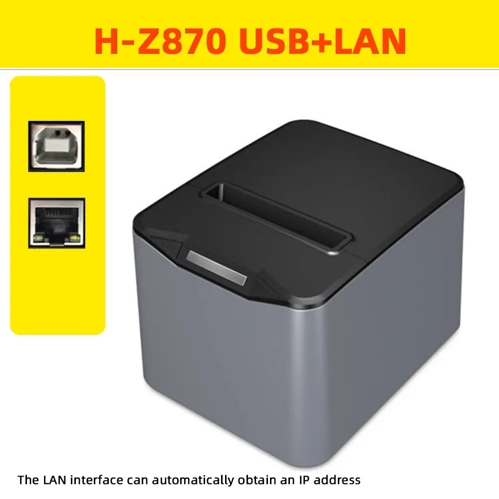 HZTZ 80mm Thermal Receipt Printer H-Z870 &ndash; Automatic Cutter H-Z870 USB LAN / US Plug