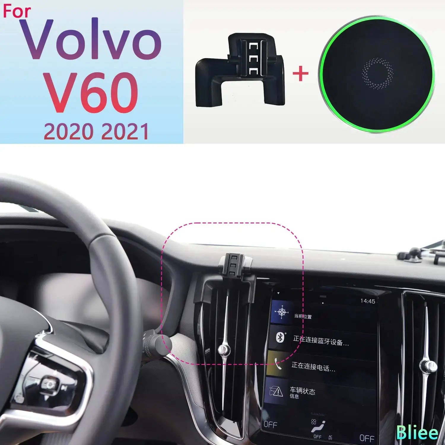 Volvo V60 2020 2021 Magnetic Car Phone Holder 15W MagSafe