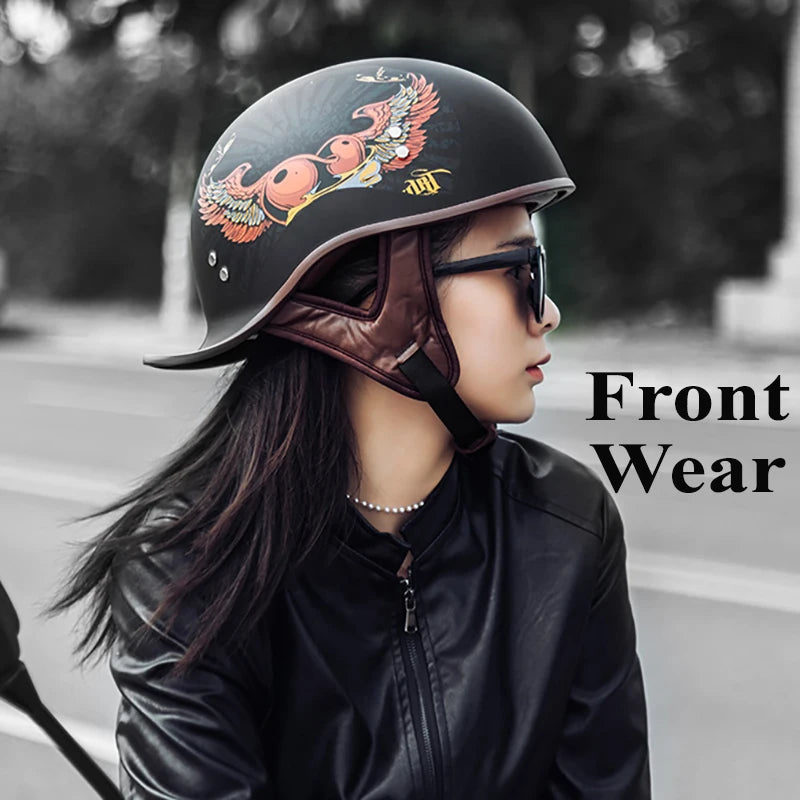 🟠 ad ρετρό μοτοσικλέτα μισό κράνος Four Seasons για Harley Moto Helmet Open Face Motorbike Crash Helmets Casco Ασφάλεια Ασφαλείας