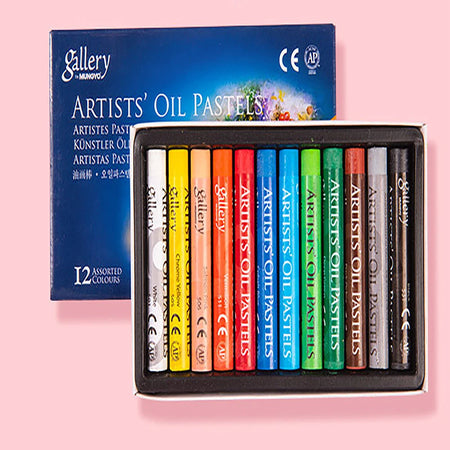 Artist Oil Pastel Set 50 Colors &ndash; Round Washable Sticks 12 Colors