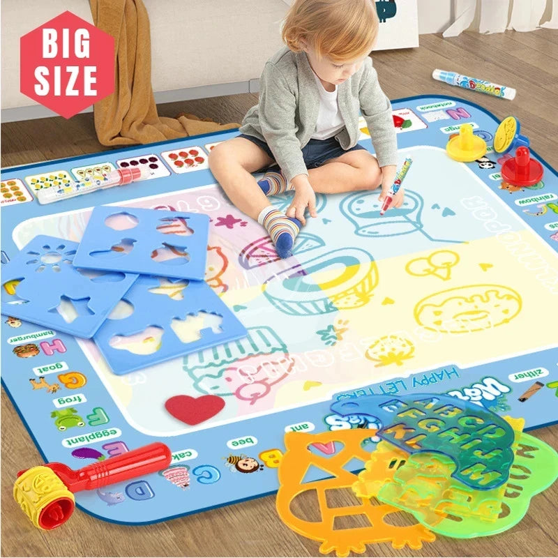 Extra Large 100x80cm Magic Water Doodle Mat - Educational Drawing and Coloring Mat for Kids Ages 2-7, Boys and Girls