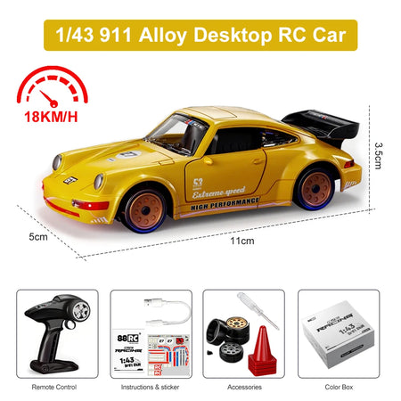 One Forty Third Scale Alloy RC Drift Car &ndash; Gyro Stabilized Yellow