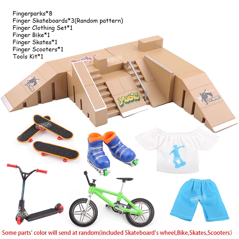 MEOACE Finger Skateboard Ramp Set &ndash; Fun Mini Skatepark Kit A 16in1