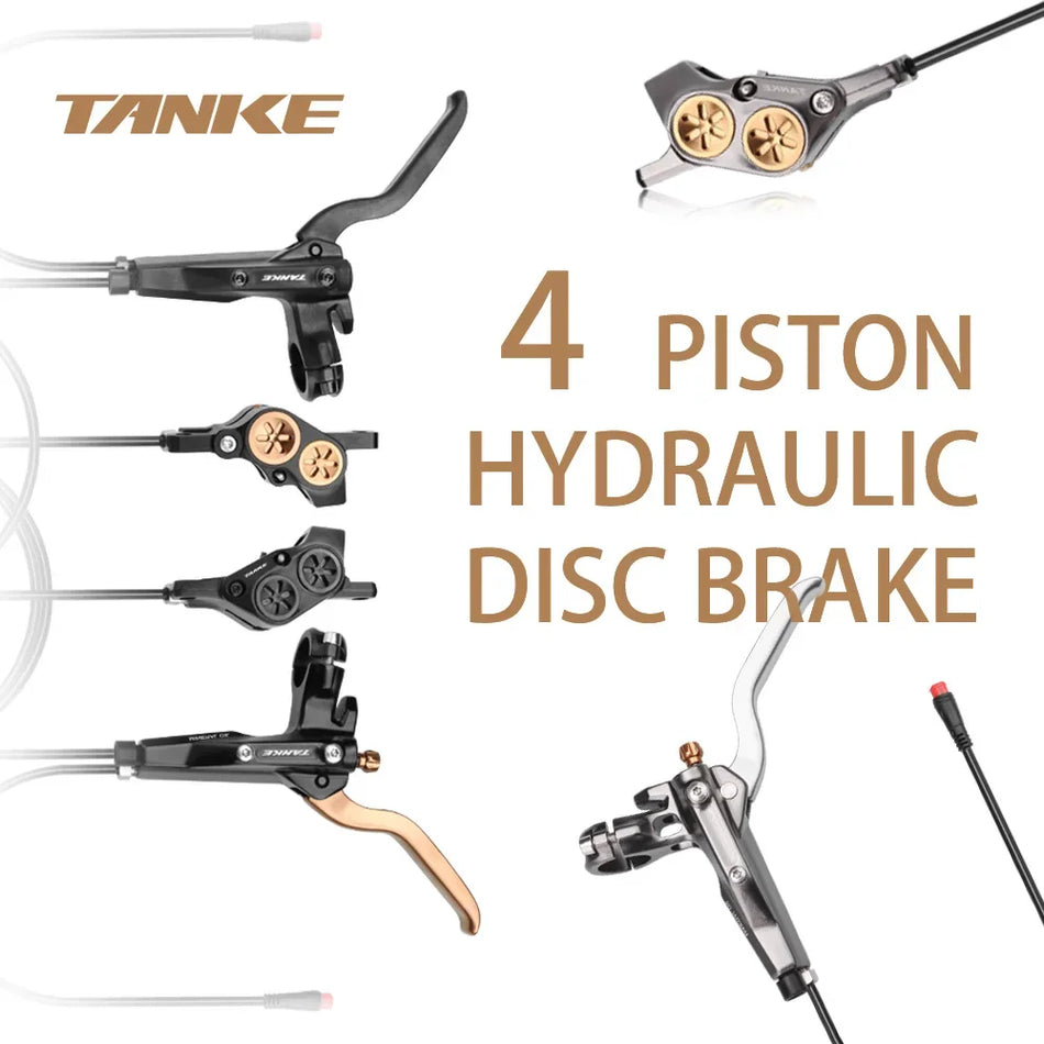 TANKE E-Bike MTB 4 Piston Hydraulic Disc Brake Set &ndash; Ultralight High-Performance Braking