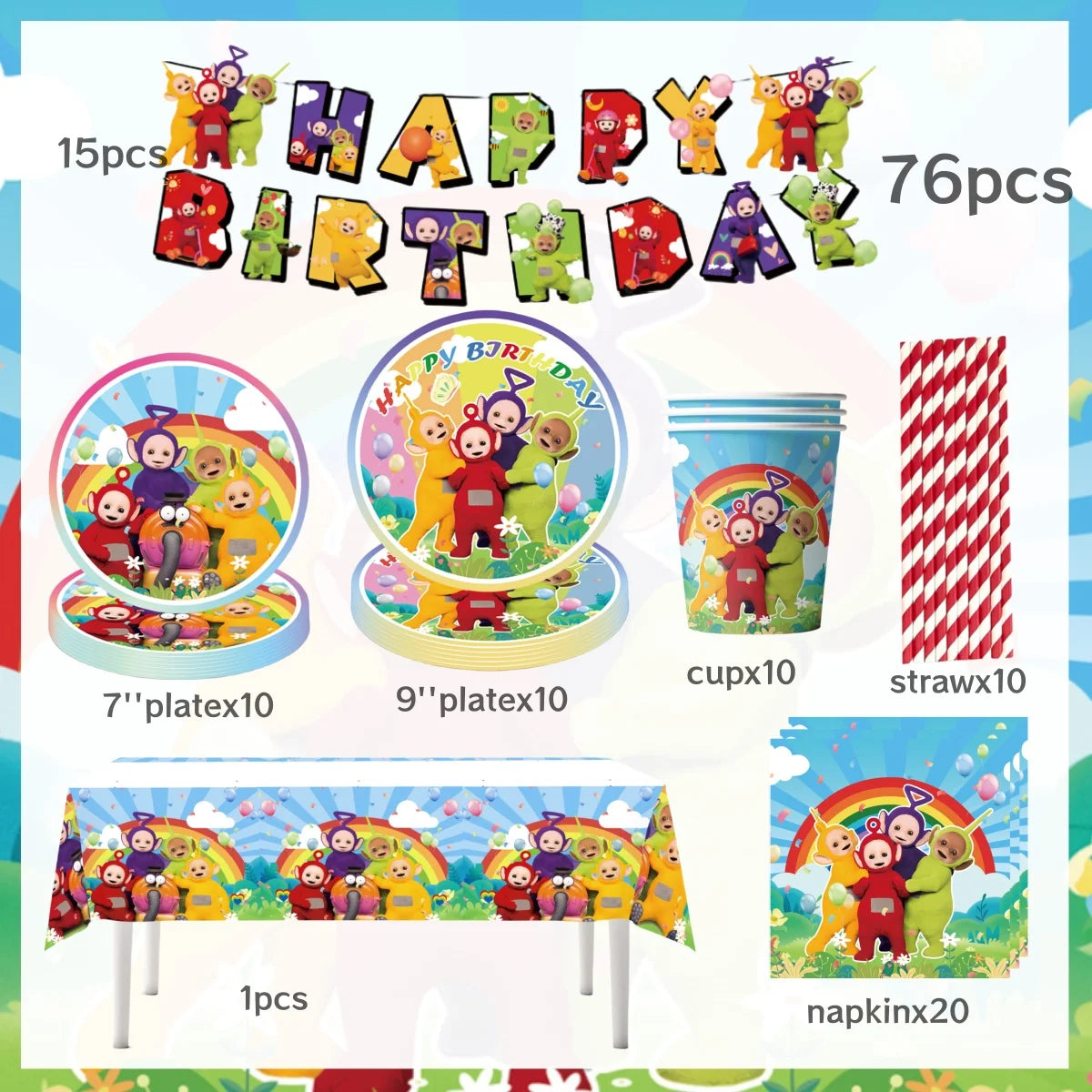 Tinky Winky Birthday Party Decoration Set BPPXQZZ-76PCS