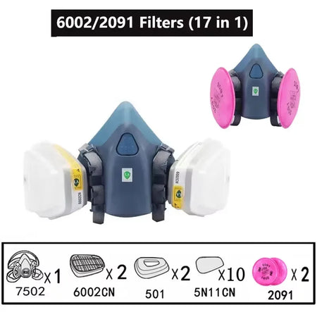 7502 Half Mask Dust Gas Mask &ndash; Exceptional Protection Against Harmful Substances 6002 17 in1