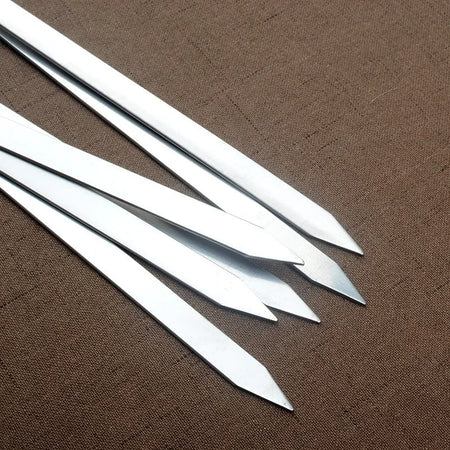 Premium 12-Piece Stainless Steel Barbecue Skewers with Wooden Handles