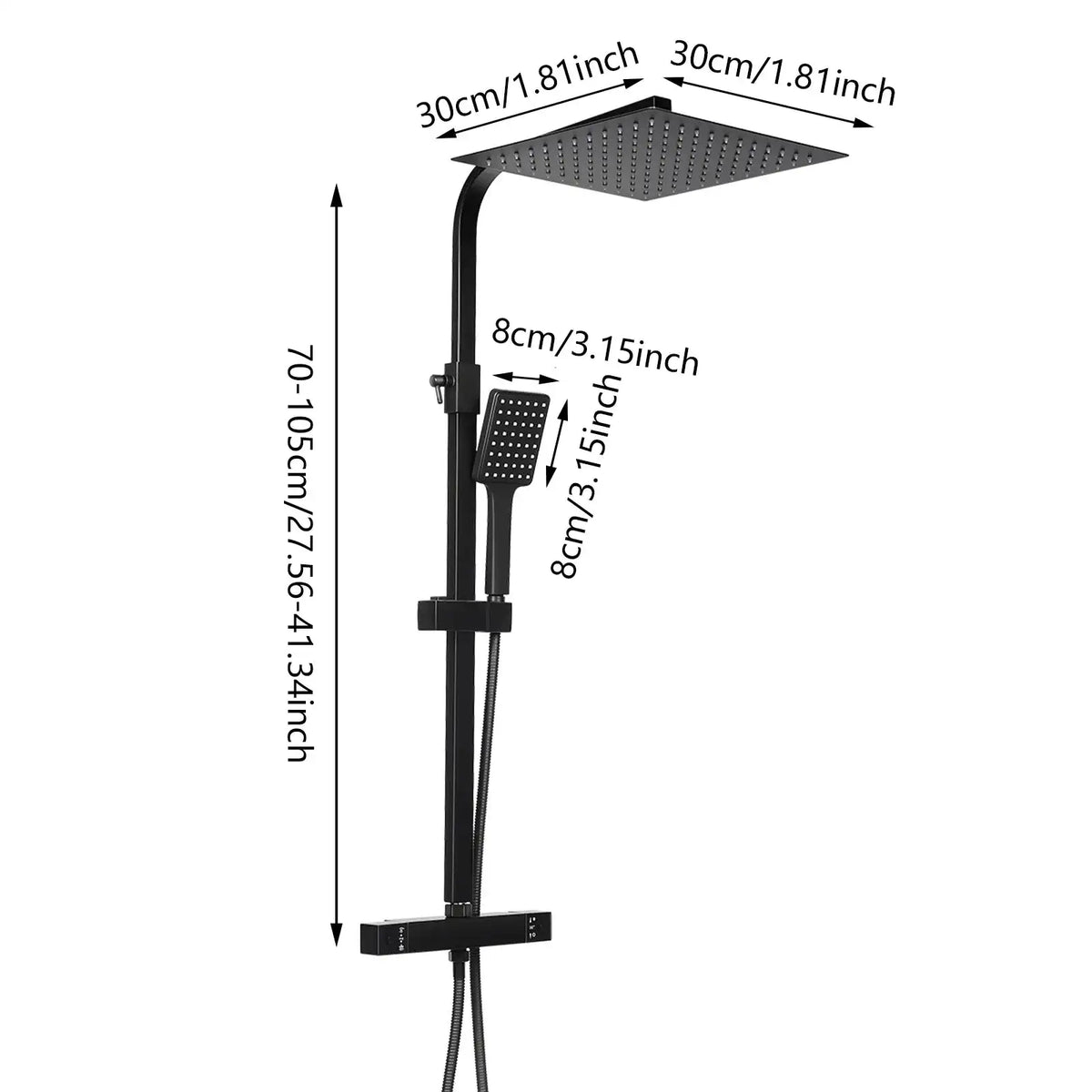 Thermostatic Shower Set &ndash; Precision Temperature Control black / france