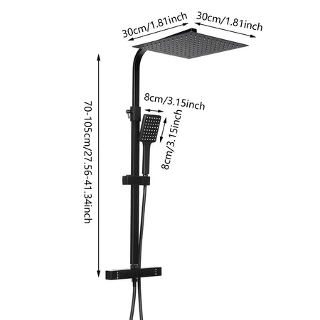 Thermostatic Shower Set &ndash; Precision Temperature Control black / france