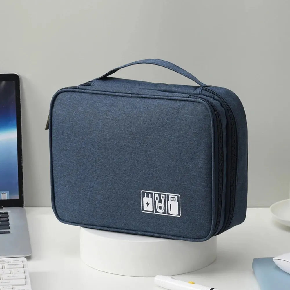 Multifunctional Digital Accessory Storage Bag for Electronics Blue