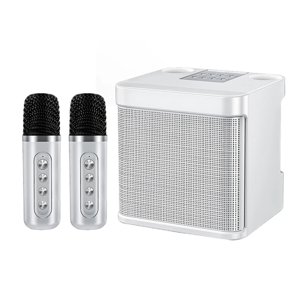 Alloyseed Portable Karaoke Boombox &ndash; Dual Mic Wireless WHITE