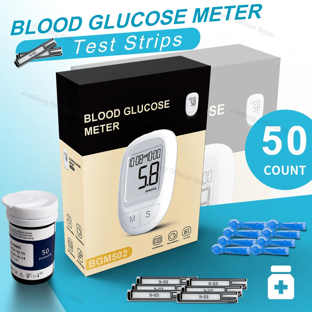 JUSTLANG Medical Glucometer 50/10 SET &ndash; Fast 6s Test Meter-50-Strip