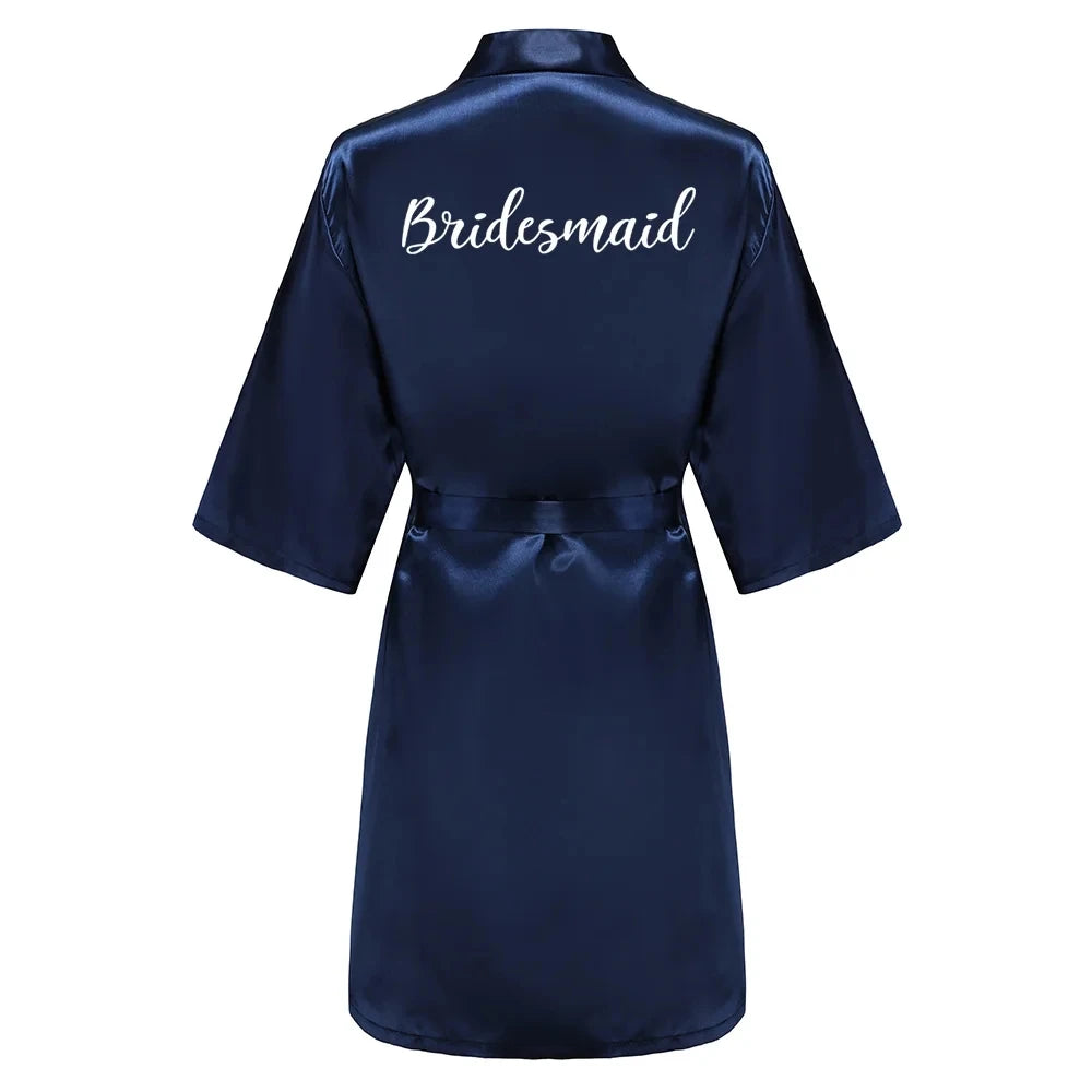 Elegant Navy Blue Satin Silk Robe for Women - Perfect for Weddings &amp; Special Occasions