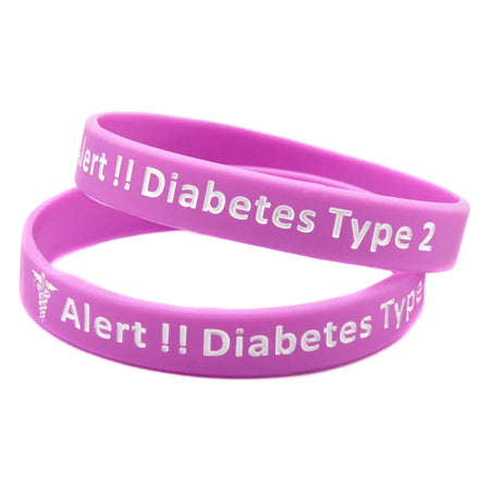 Type 2 Diabetes Medical Alert Bracelet &ndash; Waterproof Silicone Fitness Band TYF 1PC / CHINA / 18cm