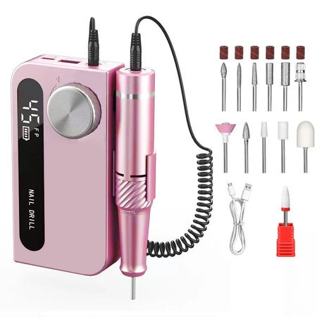 Portable Electric Nail Drill Pro &ndash; Long Battery Life and High Speed 45000RPM Pink A