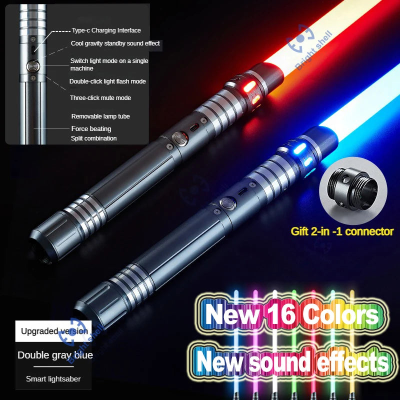 RGB Metal Lightsaber with Sound Effects and 15 Colour Changes 4-gray-2PCS