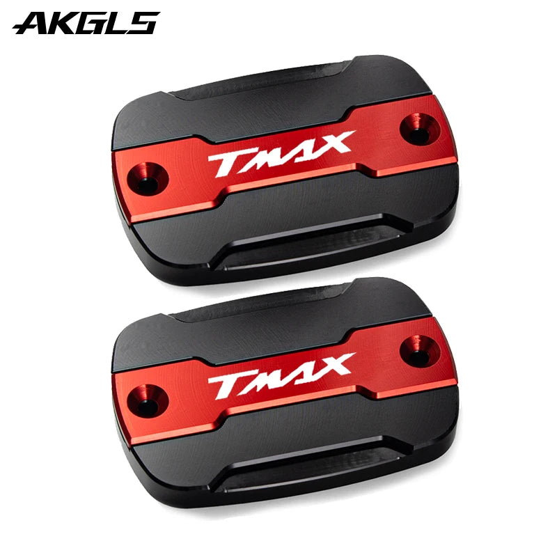 Yamaha TMAX Brake Fluid Tank Cap &amp; Filler Cap Set by AKGLS two red