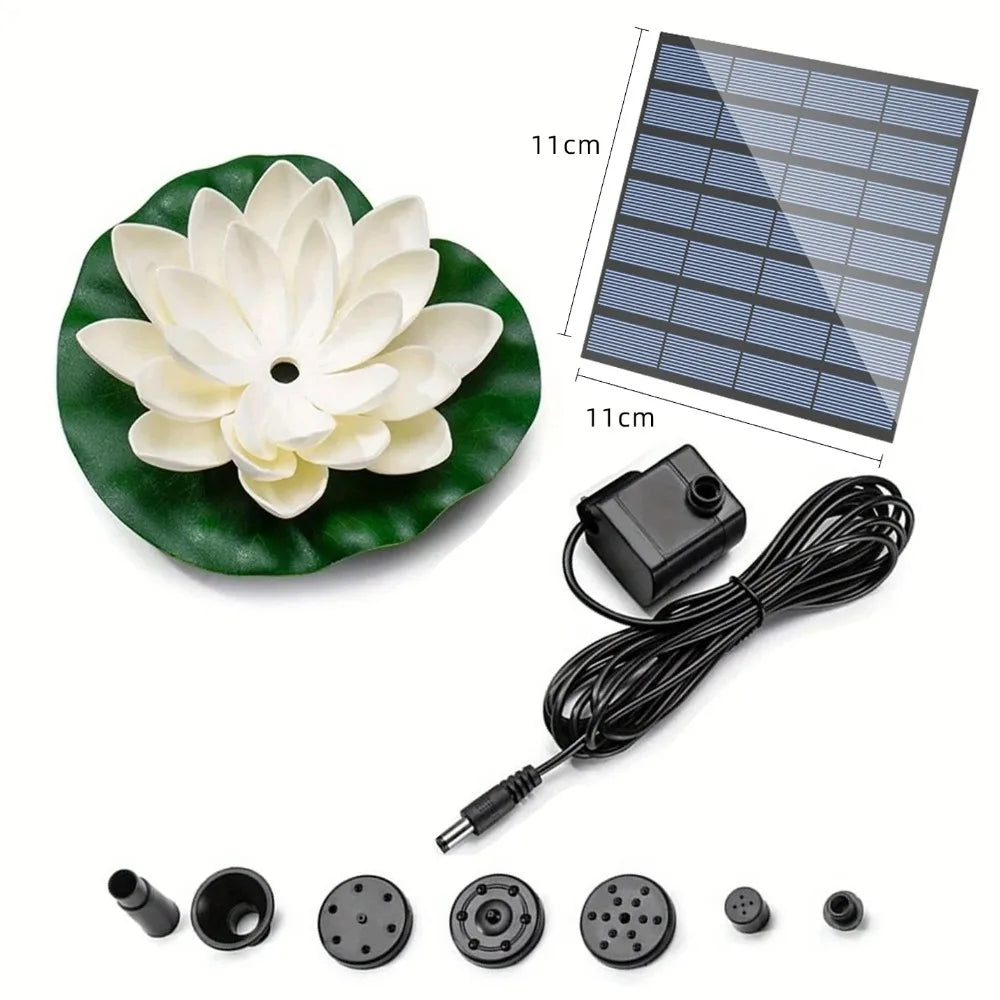 1.2W Mini Lotus Solar Fountain &ndash; Floating Solar Pond Decor Off White
