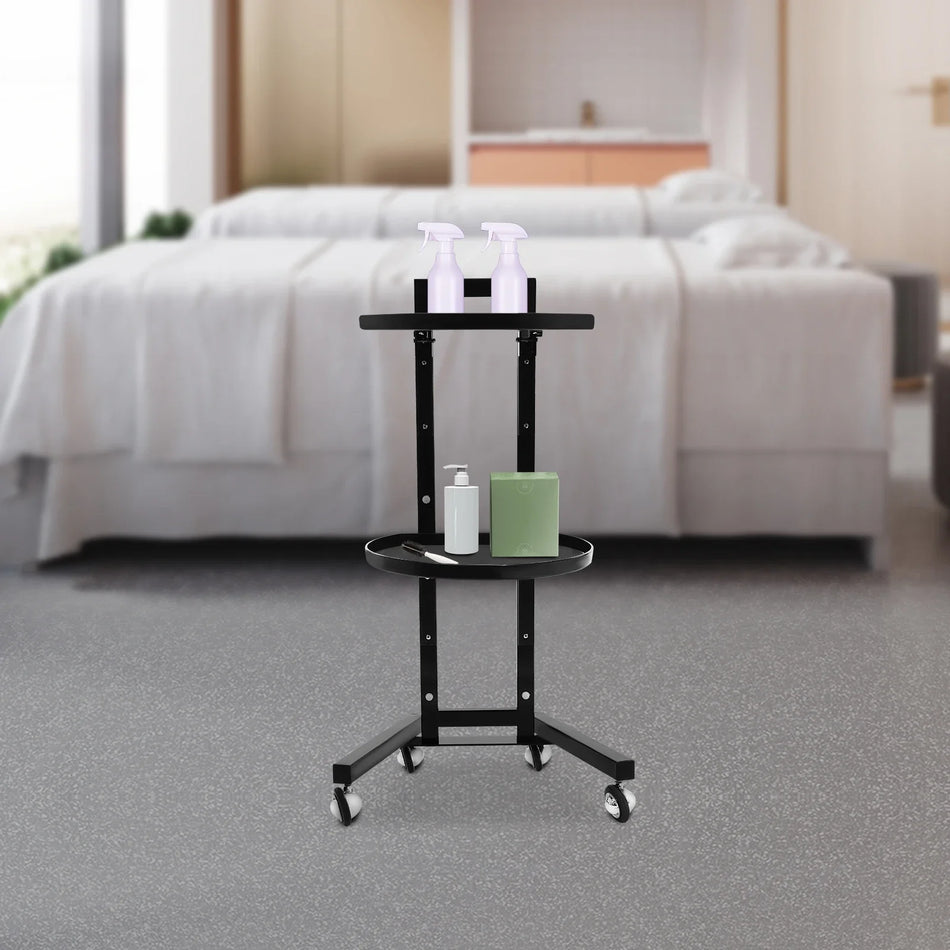 2-Tekerlekli Paslanmaz Çelik 2 Katlı Salon Tekerlekli Arabası