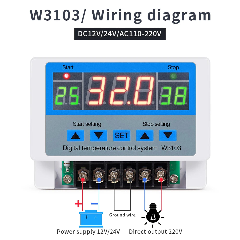 XH-W3103 Digital Temperature Controller &ndash; 220V 5000W LCD