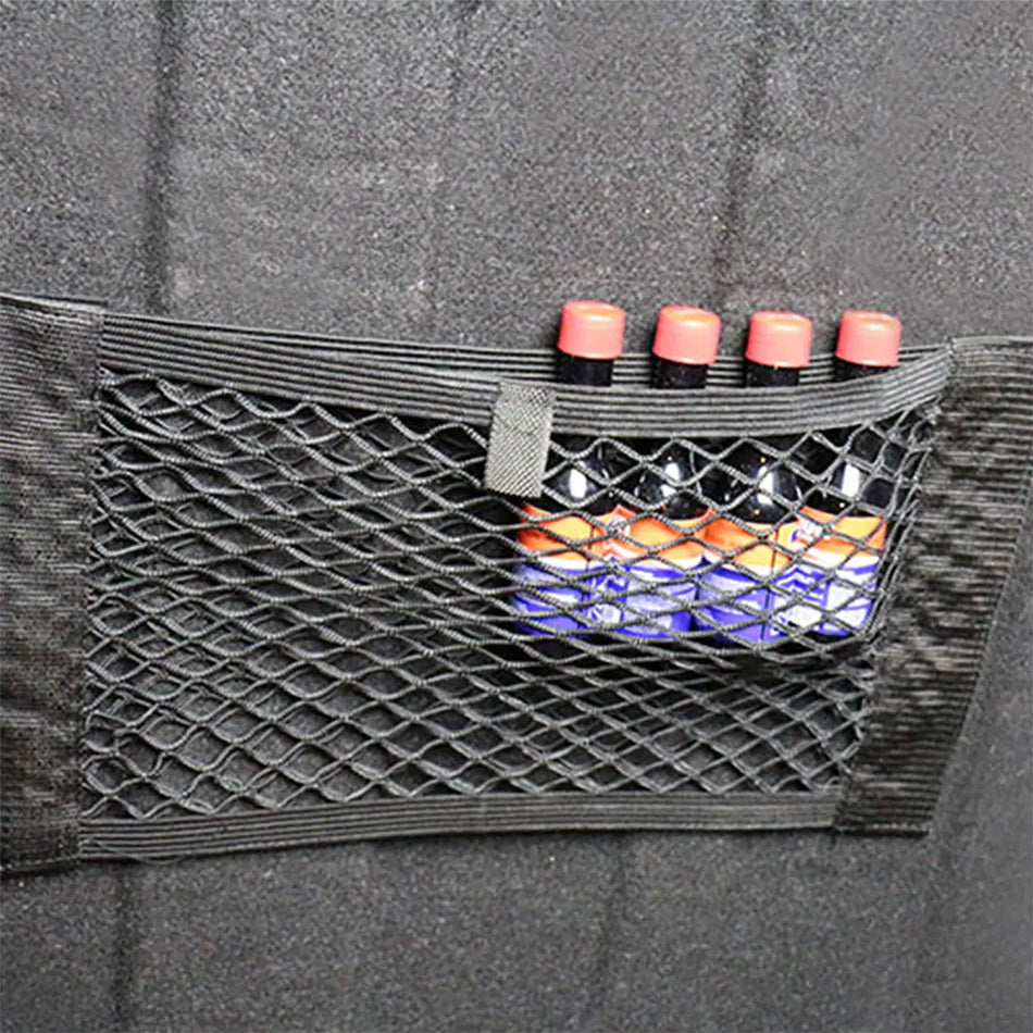 Car Back Seat Organizer Mesh Storage Bag With Elastic Net Pocket