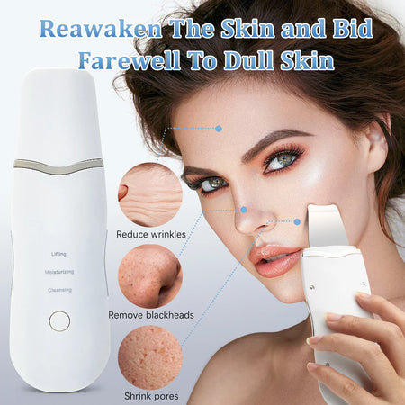 Electric Ultrasonic Skin Scrubber - Blackhead Remover &amp; Facial Lifting Tool