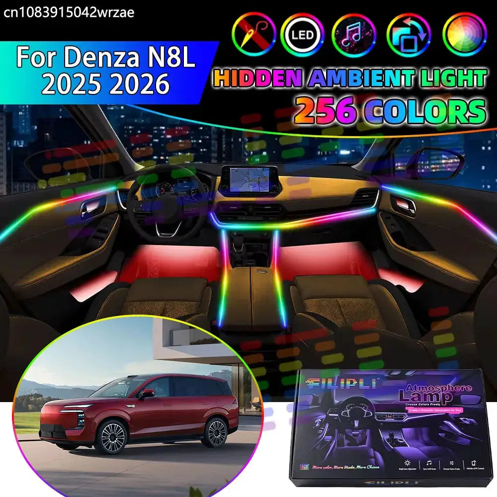 For Denza N8L 2025 2026 RGB Car Interior Ambient Lights Strips Breathing Lighting Kit App Control LED strips Auto Accessories by InterCyprus Trading Ltd